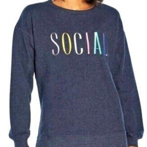 NWT Wildfox SOCIAL Womens Sweatshirt NAVY XS